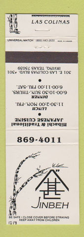 Matchbook Cover - Jinbeh Japanese Restaurant Irving TX