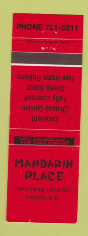 Matchbook Cover - Mandarin Place Chinese Restaurant Victoria BC