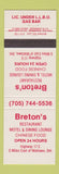 Matchbook Cover - Breton's Restaurant Chinese Motel Mattawa ON