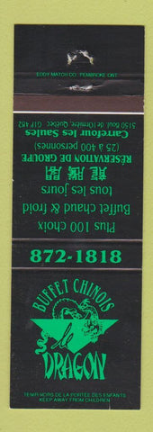 Matchbook Cover - Dragon Chinese Restaurant Quebec QC