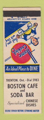 Matchbook Cover - Boston Cafe Soda Bar Trenton ON Chinese WEAR