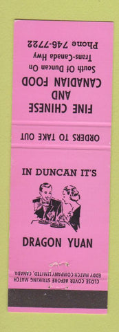 Matchbook Cover - Dragon Yuan Chinese Restaurant Duncan BC? PINK