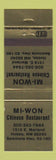 Matchbook Cover - Mi Won Chinese Restaurant Hobbs NM