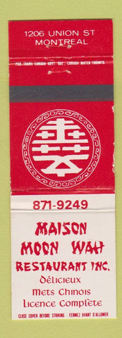 Matchbook Cover - Maison Moon Wah Chinese Restaurant Montreal QC