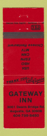 Matchbook Cover - Gateway Inn Augusta GA