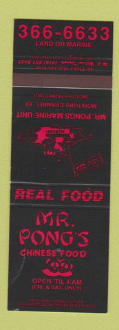Matchbook Cover - Mr Pong's Chinese Restaurant ON? SAMPLE WEAR