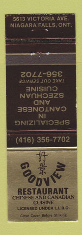 Matchbook Cover - Goodview Chinese Restaurant Niagara Falls ON