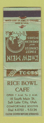 Matchbook Cover - Rice Bowl Cafe Salt Lake City UT WORN