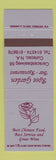 Matchbook Cover - Rose Garden Chinese Restaurant Curacao