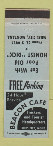 Matchbook Cover - Beacon Cafe Miles City MT