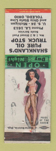 Matchbook Cover - Shankland's Pure oil gas Toledo OH pinup WEAR