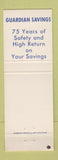 Matchbook Cover - Guardian Savings 1962 Chicago IL