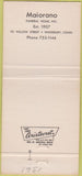 Matchbook Cover - Maiorana Funeral Home Waterbury CT 30 Strike
