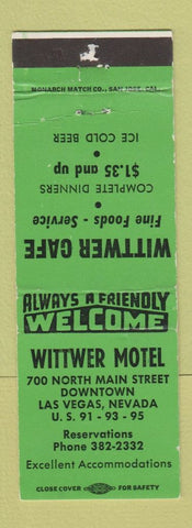 Matchbook Cover - Wittwer Motel Cafe Las Vegas NV WEAR