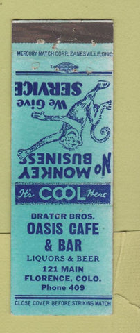 Matchbook Cover - Oasis Cafe Bar Florence Colorado WEAR