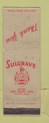 Matchbook Cover - Sulgrave Boston MA WEAR WEAR