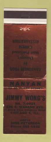 Matchbook Cover - Jimmy Wong's Chinese Restaurant Chicago IL