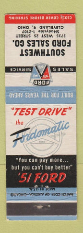 Matchbook Cover - Southwest Ford Sales 1951 Cleveland OH