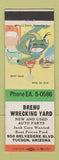 Matchbook Cover - Brenu Wrecking Yard Tucson AZ Auto Parts