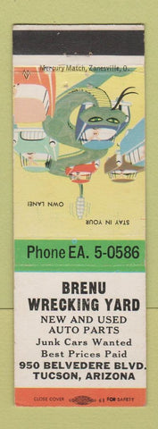 Matchbook Cover - Brenu Wrecking Yard Tucson AZ Auto Parts
