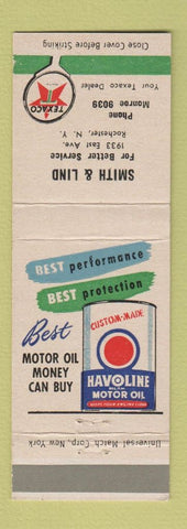Matchbook Cover - Texaco oil gas Smith Lind Rochester NY
