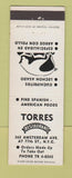 Matchbook Cover - Torres Restaurant New York City