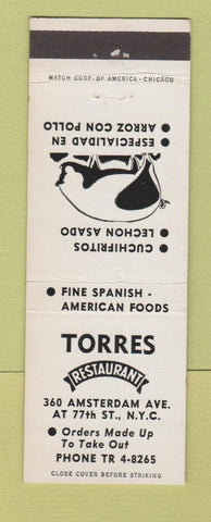 Matchbook Cover - Torres Restaurant New York City