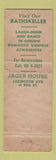 Matchbook Cover - Jager House Restaurant Bar New York City