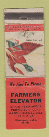 Matchbook Cover - Farmers Elevator Minnesota Lake MN grain feed seed WEAR