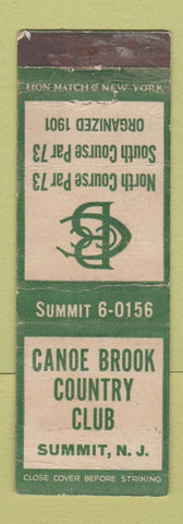 Matchbook Cover - Canoe Brook Country Club Summit NJ WORN