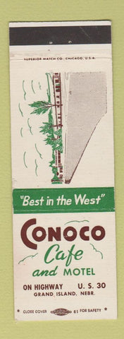 Matchbook Cover - Conoco Cafe Motel Grand Island NE oil gas