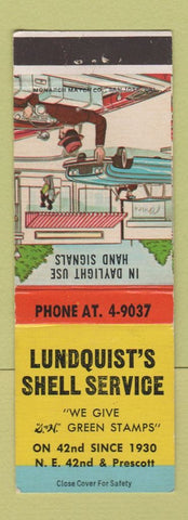 Matchbook Cover - Lundquist's Shell oil gas Portland OR