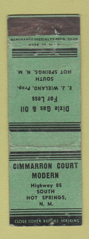 Matchbook Cover - Cimmarron Court Motel Hot Springs NM Dixie oil gas WORN