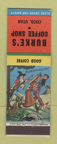Matchbook Cover - Burke's Coffee Shop Cisco UT hillbilly