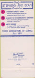 Matchbook Cover - Stephens and Bean Funeral Home Fresno CA 30 Strike