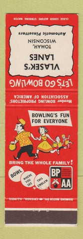 Matchbook Cover - Vlasek's Lanes Bowling Tomah WI BPAA