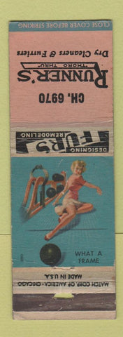 Matchbook Cover - Runner's Dry Cleaners Furs pinup WORN