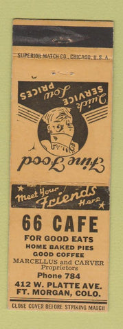 Matchbook Cover - 66 Cafe Fort Morgan Colorado
