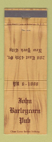 Matchbook Cover - John Barleycorn Pub New York City