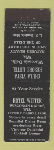 Matchbook Cover - Hotel Witter Wisconsin Rapids WI Chula Vista Resort Dells WI