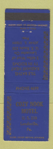 Matchbook Cover - Cozy Nook Motel Landisville PA
