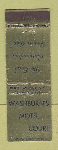 Matchbook Cover - Washburn's Motel Court Rocky Mount NC