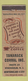 Matchbook Cover - Tamarack Corral Stockholm NJ Restaurant WEAR