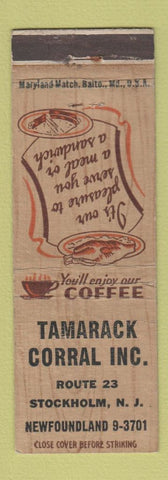 Matchbook Cover - Tamarack Corral Stockholm NJ Restaurant WEAR