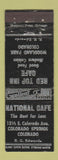Matchbook Cover - National Cafe Red Top Inn Woodland Park Colorado Springs