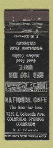 Matchbook Cover - National Cafe Red Top Inn Woodland Park Colorado Springs