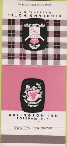 Matchbook Cover - Highland Hotel Massena NY Potsdam 30 Strike
