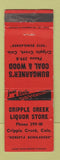 Matchbook Cover - Cripple Creek Liquor Store Colorado Bumgarner Coal Wood WEAR