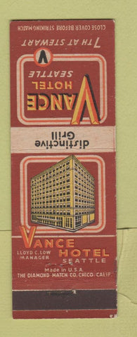 Matchbook Cover - Vance Hotel Seattle WA