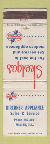 Matchbook Cover - Kirchner Appliances Skelgas Minier IL WORN